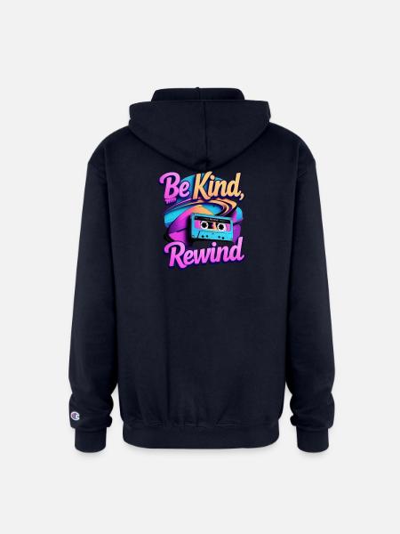 Be Kind Rewind Retro Cassette - Champion Unisex Full Zip Hoodie - navy