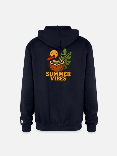 Sunlit Coconut Summer - Champion Unisex Full Zip Hoodie - navy