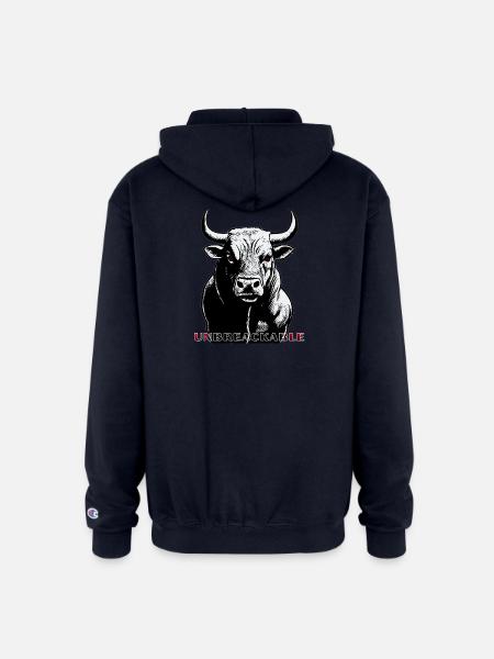 Unbreakable Bull Portrait - Champion Unisex Full Zip Hoodie - navy