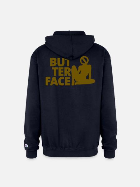 Butter Face - Champion Unisex Full Zip Hoodie - navy