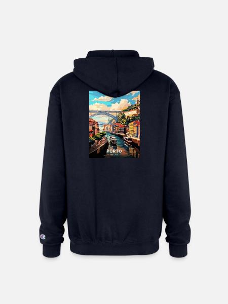 Porto Portugal Travel - Champion Unisex Full Zip Hoodie - navy