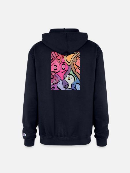 Kaleidoscopic Faces Graffiti - Champion Unisex Full Zip Hoodie - navy