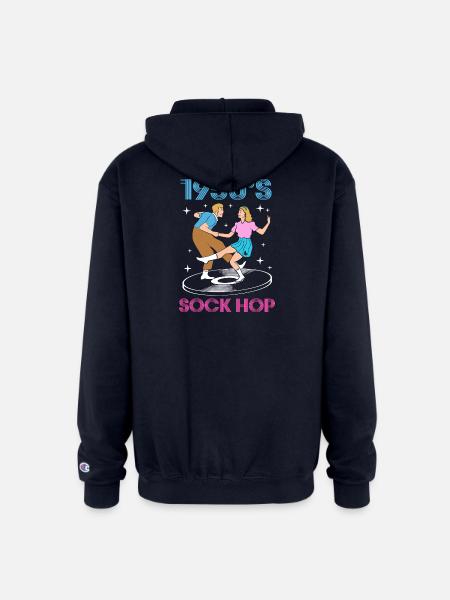 Sock Hop 1950s Dance Party - Champion Unisex Full Zip Hoodie - navy