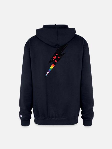 Pride Lightning - Champion Unisex Full Zip Hoodie - navy