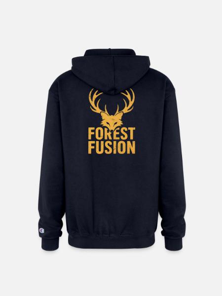 Forest Fusion Deer Embroidery Design - Champion Unisex Full Zip Hoodie - navy