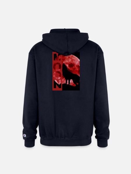 Moonlit Wolf Howl Silhouette - Champion Unisex Full Zip Hoodie - navy