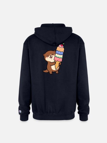 Otter Rainbow Ice Cream Cone - Champion Unisex Full Zip Hoodie - navy