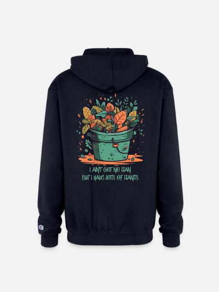 Bucket Overflowing with Plants - Champion Unisex Full Zip Hoodie - navy