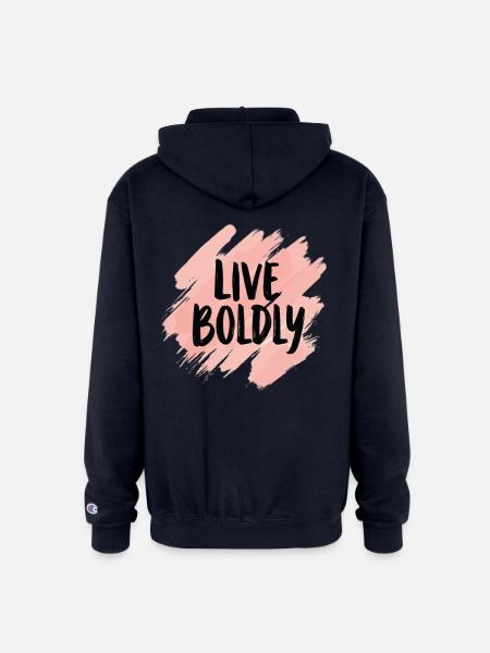 Live Boldly - Champion Unisex Full Zip Hoodie - navy