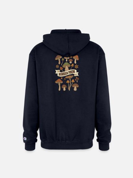 Mushroom Picking Harvest - Champion Unisex Full Zip Hoodie - navy