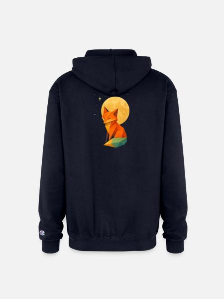 Low-Poly Fox Moonlit Night - Champion Unisex Full Zip Hoodie - navy