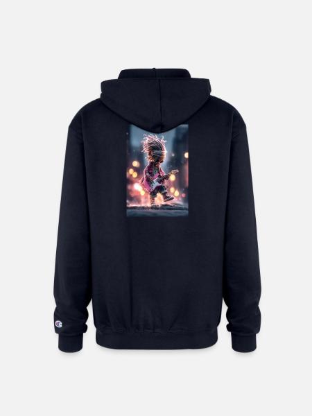 Dreaded Rockstar Pink Guitar - Champion Unisex Full Zip Hoodie - navy