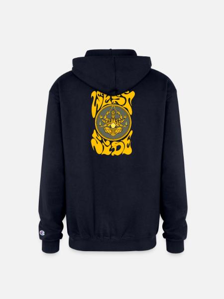 Weed Yogi in Golden Mandala - Champion Unisex Full Zip Hoodie - navy