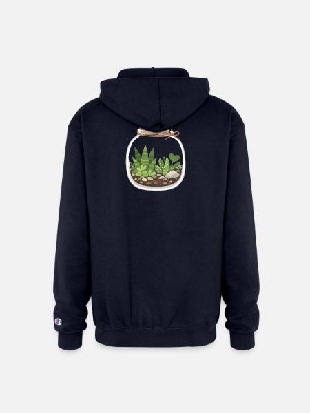 Glass Terrarium Garden Scene - Champion Unisex Full Zip Hoodie - navy