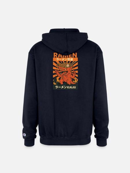 Ramen Kaiju Inferno - Champion Unisex Full Zip Hoodie - navy