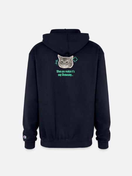 Wednesday Cat Halftone Meme - Champion Unisex Full Zip Hoodie - navy