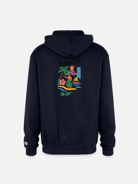 Hawaii Adventure Summer Tee - Champion Unisex Full Zip Hoodie - navy