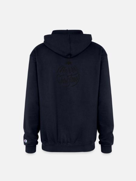 Merry Christmas Script Ornament - Champion Unisex Full Zip Hoodie - navy