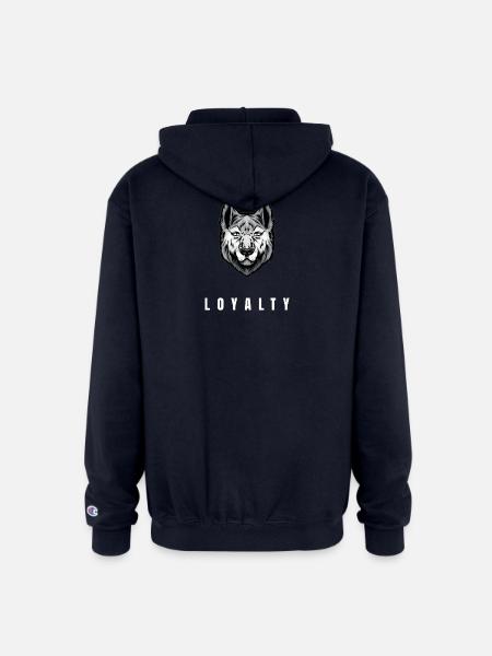 Wolf Loyalty Emblem Portrait - Champion Unisex Full Zip Hoodie - navy