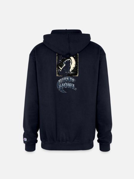 Moonlit Wolf Howl - Champion Unisex Full Zip Hoodie - navy