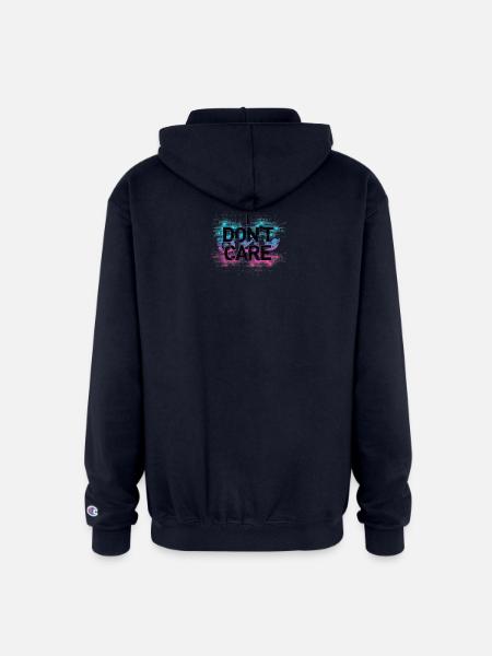 Don't Care Neon Splash - Champion Unisex Full Zip Hoodie - navy