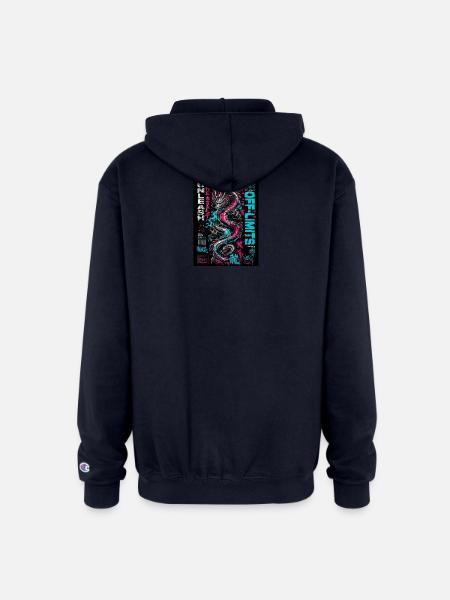 Neon Dragon Chaos Print - Champion Unisex Full Zip Hoodie - navy