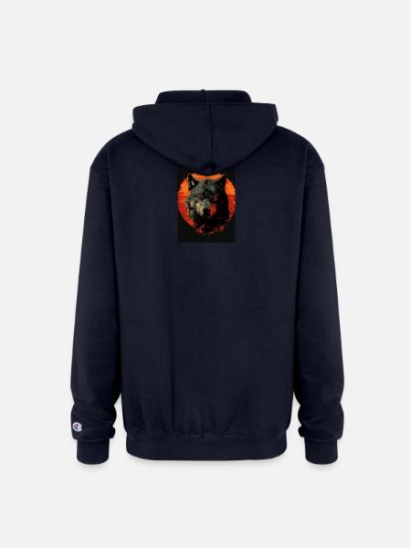 Crimson Moon Wolf - Champion Unisex Full Zip Hoodie - navy