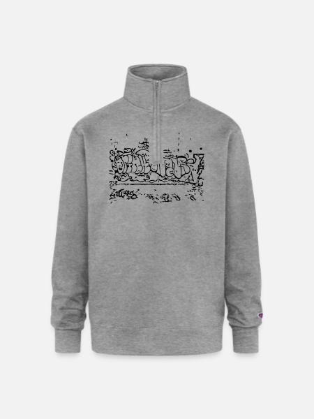 Graffiti street digital silhouette - Champion Unisex 1/4 Zip Pullover Sweatshirt - heather gray
