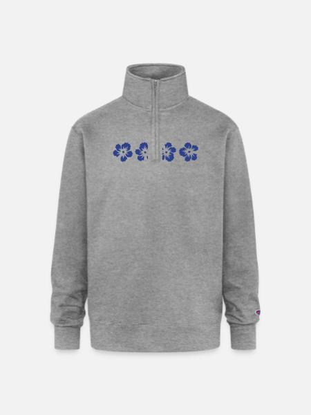 hawaii hibiscus flower - Champion Unisex 1/4 Zip Pullover Sweatshirt - heather gray