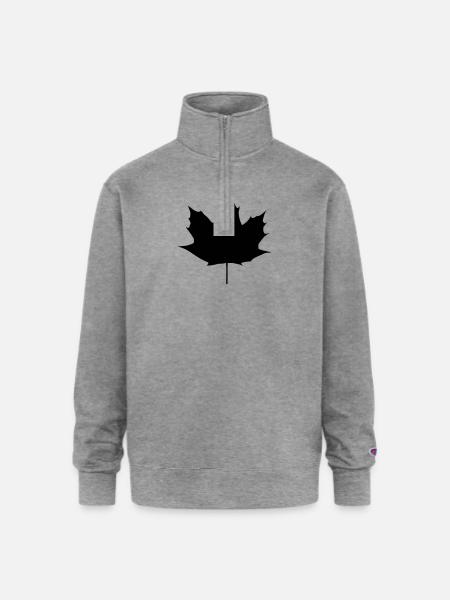 Maple Leaf - Champion Unisex 1/4 Zip Pullover Sweatshirt - heather gray