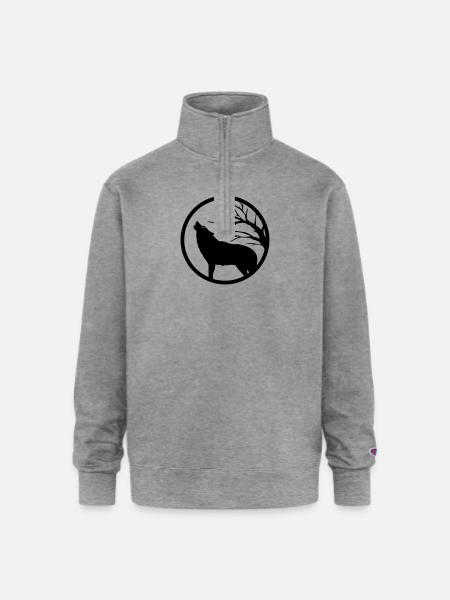 Howling wolf - Champion Unisex 1/4 Zip Pullover Sweatshirt - heather gray