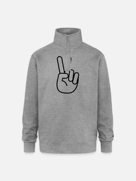 Peace Sign - Champion Unisex 1/4 Zip Pullover Sweatshirt - heather gray