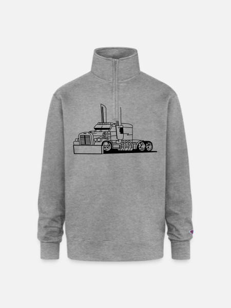 Comic style truck - Champion Unisex 1/4 Zip Pullover Sweatshirt - heather gray