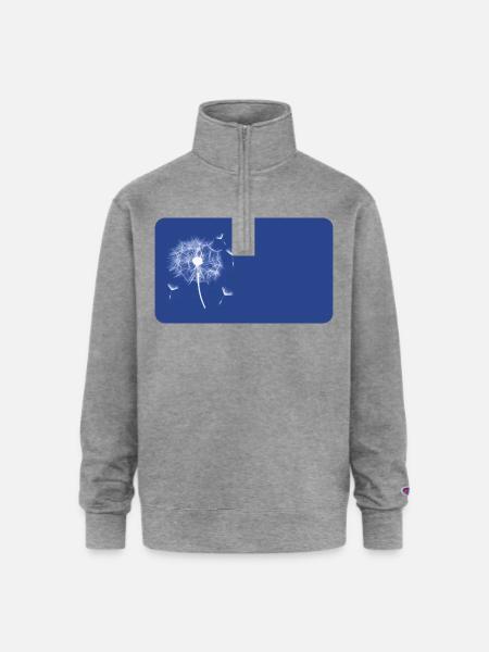Dandelion blue | personalizable - Champion Unisex 1/4 Zip Pullover Sweatshirt - heather gray