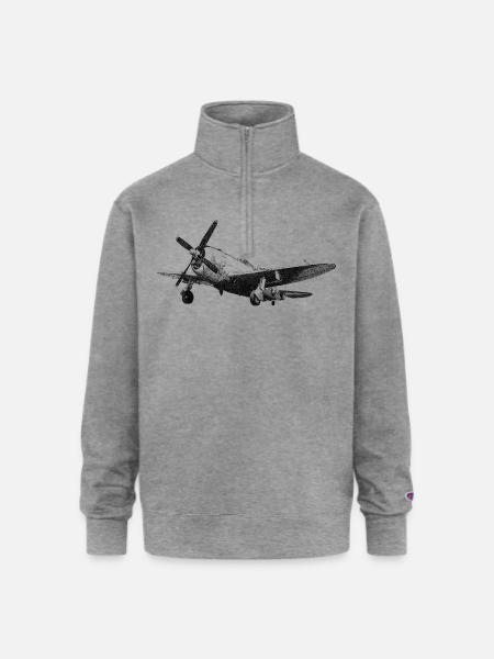 P-47 Thunderbolt - Champion Unisex 1/4 Zip Pullover Sweatshirt - heather gray