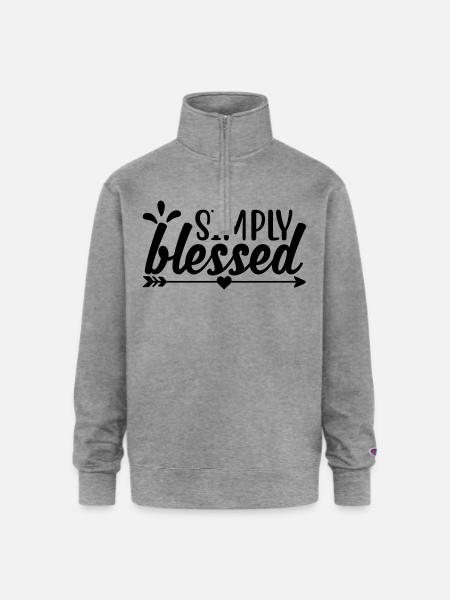 Simply Blessed - Champion Unisex 1/4 Zip Pullover Sweatshirt - heather gray