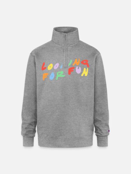 Looking for Fun - Champion Unisex 1/4 Zip Pullover Sweatshirt - heather gray