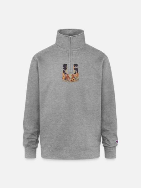 Mystic Sunflower Dreamer Illustration - Champion Unisex 1/4 Zip Pullover Sweatshirt - heather gray
