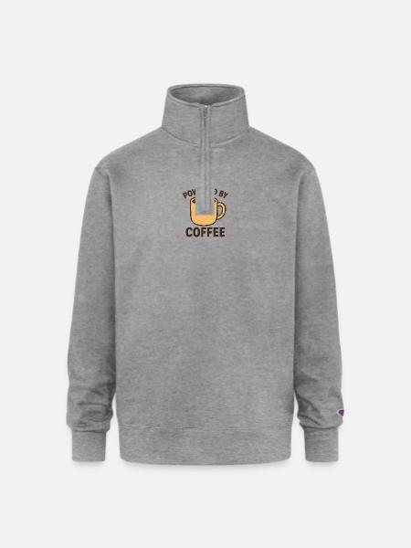 Adorable Coffee Power Emblem - Champion Unisex 1/4 Zip Pullover Sweatshirt - heather gray