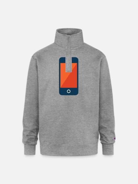 smart phone - Champion Unisex 1/4 Zip Pullover Sweatshirt - heather gray