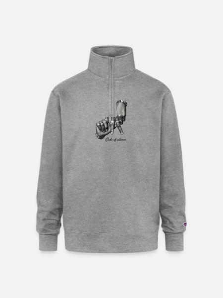 Code of Silence Grayscale Gesture - Champion Unisex 1/4 Zip Pullover Sweatshirt - heather gray