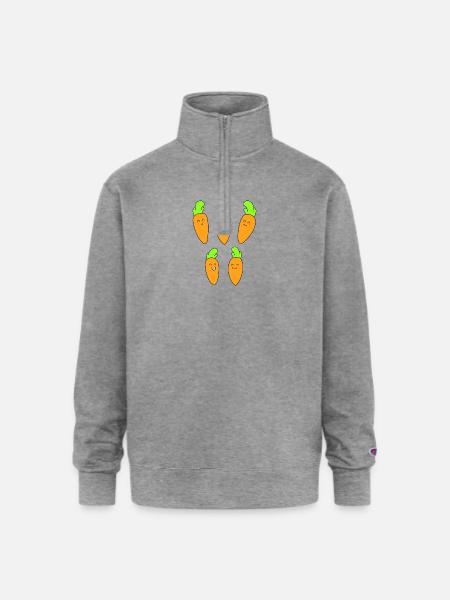 Cute carrot face - Champion Unisex 1/4 Zip Pullover Sweatshirt - heather gray