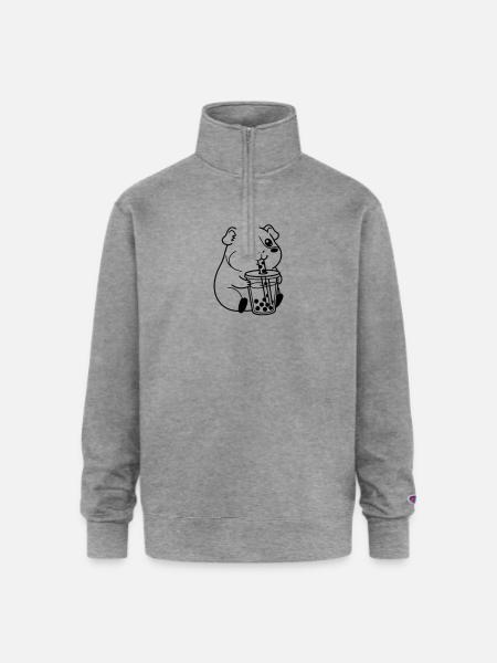 bubble tea - Champion Unisex 1/4 Zip Pullover Sweatshirt - heather gray