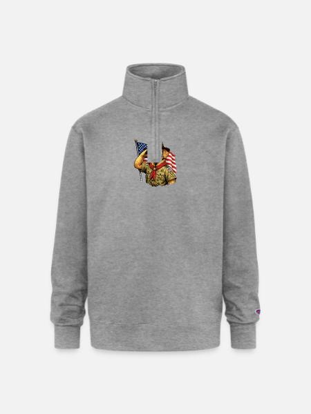 Patriotic Pup Scout Salute - Champion Unisex 1/4 Zip Pullover Sweatshirt - heather gray