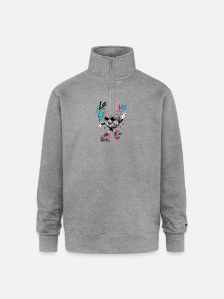 "Let's Groove" Retro Roller-Skating Disco - Champion Unisex 1/4 Zip Pullover Sweatshirt - heather gray