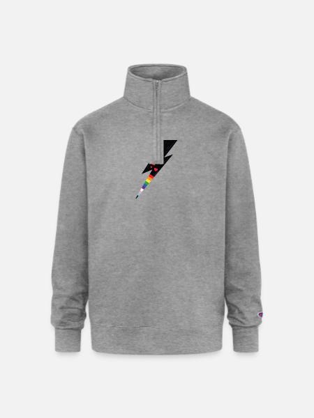 Pride Lightning - Champion Unisex 1/4 Zip Pullover Sweatshirt - heather gray