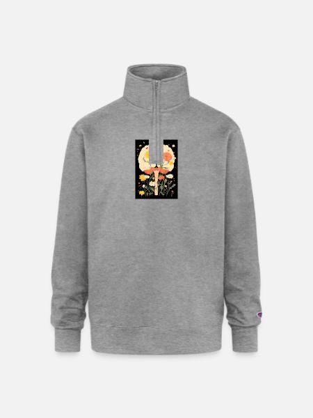 Blooming Mind - Champion Unisex 1/4 Zip Pullover Sweatshirt - heather gray