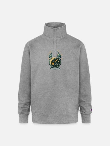 Alarm Clock Galaxy - Champion Unisex 1/4 Zip Pullover Sweatshirt - heather gray