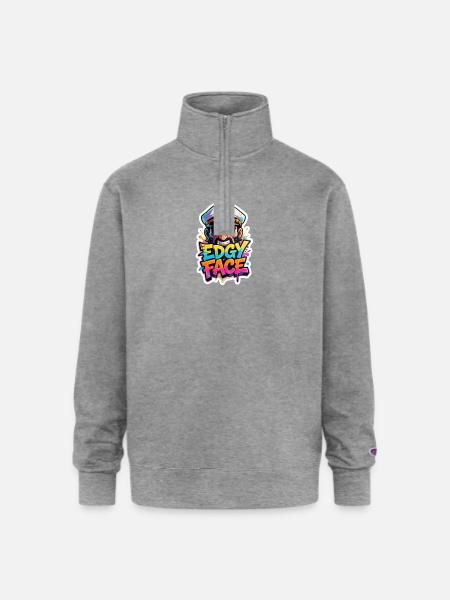 Edgy Face Sailor - Champion Unisex 1/4 Zip Pullover Sweatshirt - heather gray