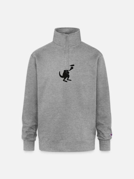 Kangaroo Sip Silhouette - Champion Unisex 1/4 Zip Pullover Sweatshirt - heather gray
